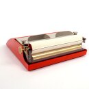 Flaschen-Etikettierer: HADE A6 Standard, klassisches Hand-Etikettiergerät von Heinrich Hade, Nassleim Etikettiermaschine für Flaschen-Etiketten, Gläser, Dosen usw