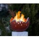 Feuerschale / Gartenfackel aus Bronze, Ø 33cm,  rot  inkl. Brennkammer für Bio-Ethanol (rauchfrei)  / by YERD