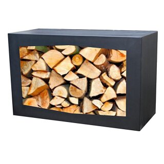 YERD Holzbox: stabiles Kaminholzregal 80x50x35cm, schwarz/anthrazit,  verschweißtes 1,6mm  Regal Normalstahl / Sitzbank, Holzlege stapelbar, verwindungs-steif
