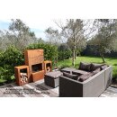 YERD Holzbox  / Hocker aus echtem Corten-Stahl: sehr stabiles Kaminholzregal-Modul 80x50x35cm, Rost-Patina,  verschweißtes Stahl-Regal für Feuerholz, stapelbar, sehr verwindungs-steif - zum sitzen geeignet