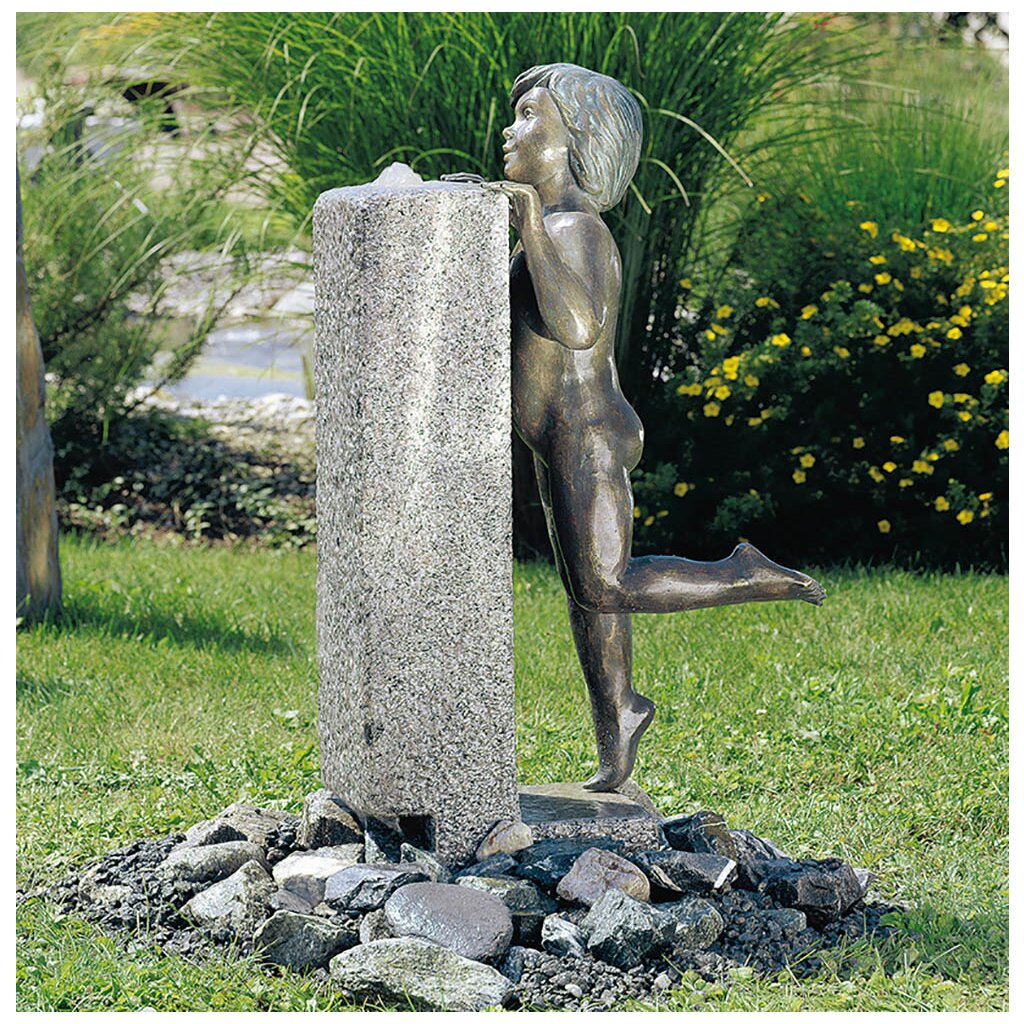 Gartendeko Figur: Bronzefigur Garten,  "Robin" aus Bronze 90 cm hoch 	 
		 (Gartenfigur,Bronzefigur,Gartensäule,Bronzeskulptur)  
	