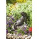 Gartendeko Figur: Bronzefigur Garten,  Mads der Hase, Wasserspeier/Brunnen, 30 cm hoch, original Rottenecker Objekt