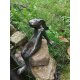 Gartendeko Figur: Bronzefigur Garten,  Mads der Hase, Wasserspeier/Brunnen, 30 cm hoch, original Rottenecker Objekt