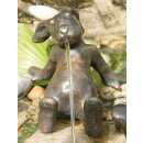 Gartendeko Figur: Bronzefigur Garten, Emil der Hase, Wasserspeier/Brunnen, 11 cm hoch