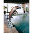 Gartendeko: Bronzefigur Delfine, Wasserspeier/Brunnen,...
