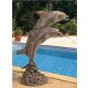 Gartendeko: Bronzefigur Delfine, Wasserspeier/Brunnen, 103 cm hoch