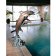 Gartendeko: Bronzefigur Delfine, Wasserspeier/Brunnen, 103 cm hoch