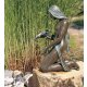 Gartendeko Figur: Bronzefigur Garten,  Frau sitzend / kniend, Noèlle klein, Wasserspeier Frau, Frauen-Akt, 35 cm hoch