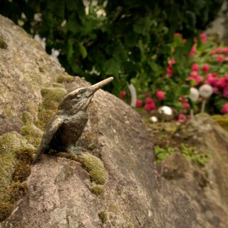Gartendeko Figur: Bronzefigur Garten,  Eisvogel, 9 cm hoch, original Rottenecker Objekt