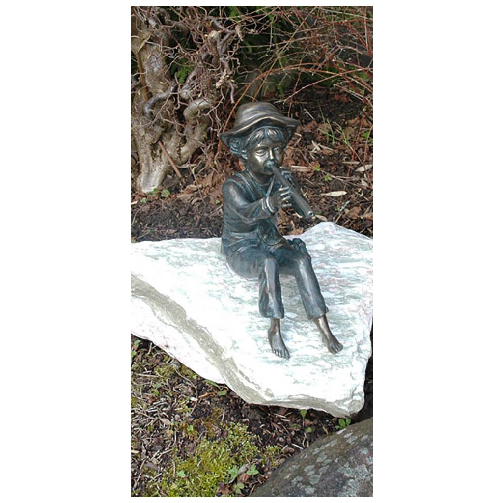 Gartendeko Figur: Bronzefigur Garten,  Toni groß, Wasserspeier/Brunnen, 47cm hoch 	 
		 (Gartenfigur, Gartenskulptur, Bronzefigur, Bronzeskulptur)  
	