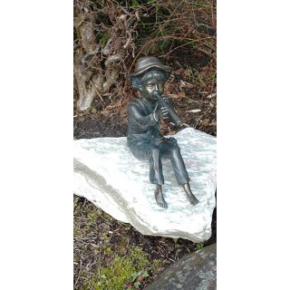 Gartendeko Figur: Bronzefigur Garten,  Toni groß, Wasserspeier/Brunnen, 47cm hoch 