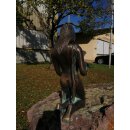 Gartendeko Figur: Bronzefigur Garten, Frau sitzend / kniend,  Noèlle groß, Wasserspeier Frau, 56 cm hoch