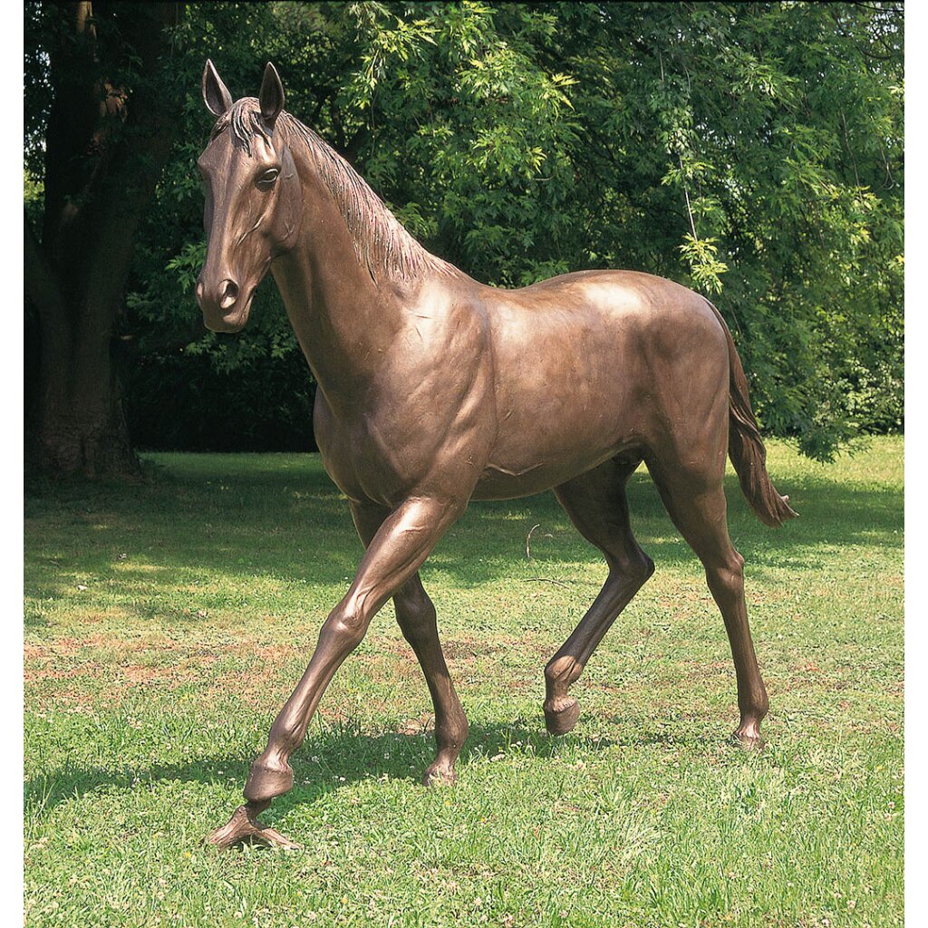 Gartendeko: Bronzefigur Pferd Limbo, 205 cm hoch (Lebensgröße) 	 
		 (Bronzefigur, Bronzeskulptur, Gartenfigur, Gartenskulptur)  
	