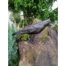 Gartendeko Figur: Bronzefigur Garten, Rabe "Faustus", Krähe 24 cm hoch (lebensgroß), original Rottenecker Objekt
