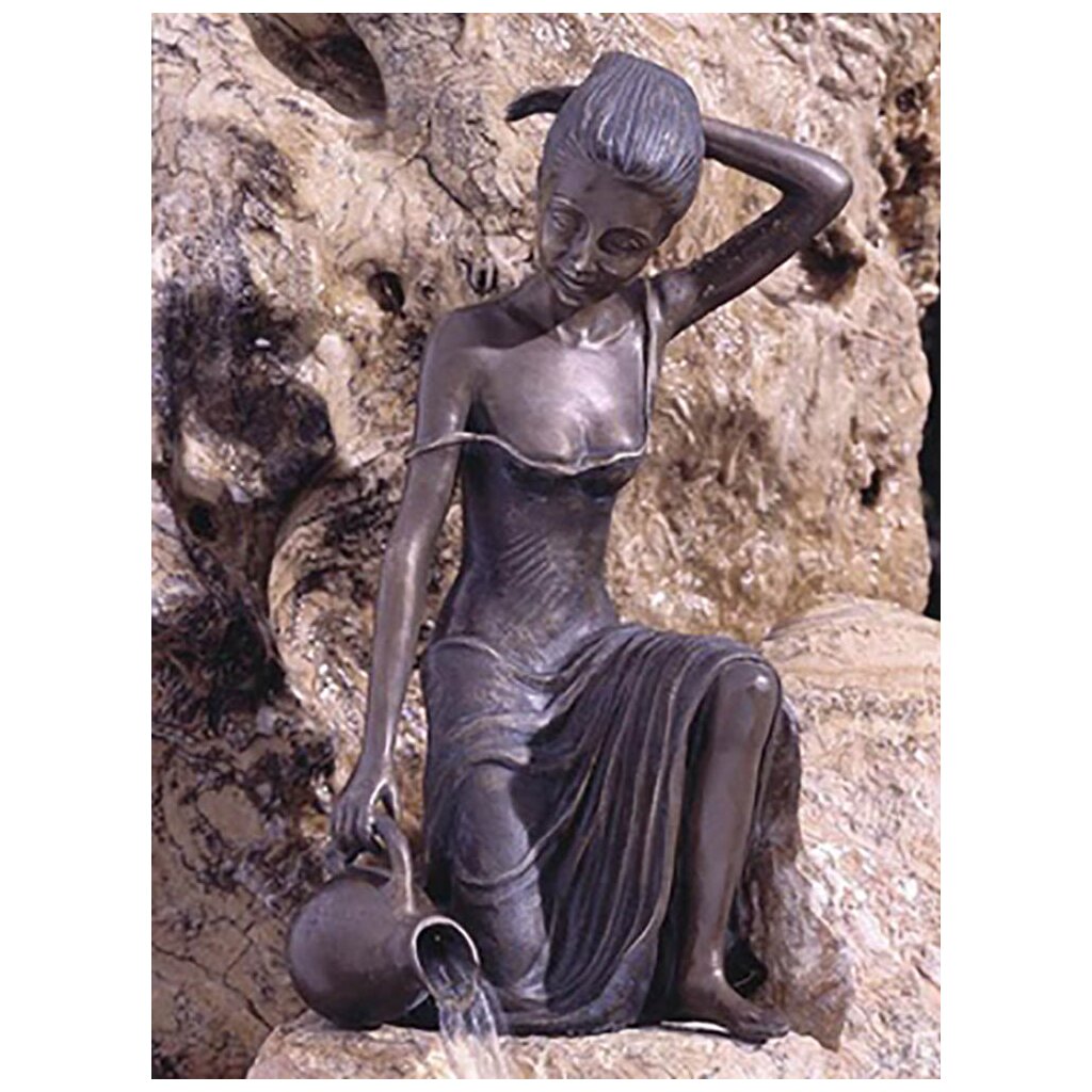 Gartendeko Figur: Bronzefigur Garten,  Letizia, Wasserspeier Frau, 47 cm hoch 	 
		 (Bronzefigur, Bronzeskulptur, Gartenfigur, Gartenskulptur, Bronze-Gartenfigur)  
	