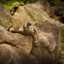 Bronze Wasserauslauf mit Absperrung 38,5 cm lang (1/2...
