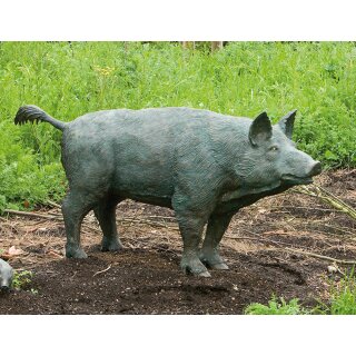 Details:   Gartendeko Figur: Bronzefigur Garten, Wildschwein / Bache, 153 cm lang, original Rottenecker Objekt / Bronze, Wildschwein, Tierfigur, Jagd 