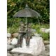 Gartendeko: Bronzefigur Schirmpärchen midi, Wasserspeier/Brunnen, 50 cm hoch