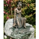 Gartendeko Figur: Bronzefigur Garten,  Frau sitzend /...