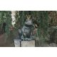 Gartendeko Figur: Bronzefigur Garten,  Froschkönig Ratomir  mit vergoldeter Krone, Wasserspeier/Brunnen, 17 cm hoch