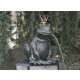 Gartendeko Figur: Bronzefigur Garten, Froschkönig Teodor  mit vergoldeter Krone, Wasserspeier/Brunnen, 23 cm hoch