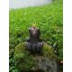 Gartendeko Figur: Bronzefigur Garten, Froschkönig Teodor  mit vergoldeter Krone, Wasserspeier/Brunnen, 23 cm hoch
