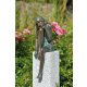 Gartendeko Figur: Bronzefigur Garten, Frau sitzend, Emanuelle Akt  auf Granitstele, gestockt 89 cm hoch, original Rottenecker Objekt