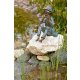 Gartendeko: Bronzefigur Til mit Mundharmonika,  Wasserspeier/Brunnen, 31 cm hoch