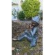 Gartendeko: Bronzefigur Til mit Mundharmonika,  Wasserspeier/Brunnen, 31 cm hoch