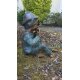 Gartendeko: Bronzefigur Til mit Mundharmonika,  Wasserspeier/Brunnen, 31 cm hoch
