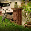 Gartendeko Figur: Bronzefigur Garten,    Graureiher, 53 cm hoch