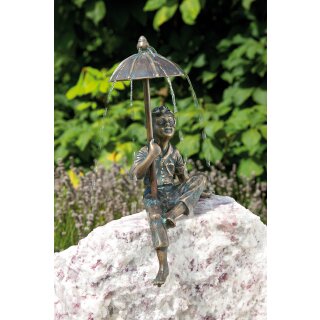 Gartendeko: Bronzefigur Flo, Wasserspeier/Brunnen., 28 cm hoch