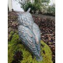 Bronze-Gartenfigur Waldohreule auf Rosariosäule, original Rottenecker Objekt