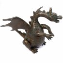 Gartendeko Figur: Bronzefigur Garten,  Wasserspeier Drachen Drusilla,   klein,   21 cm hoch