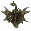Gartendeko Figur: Bronzefigur Garten,  Wasserspeier Drachen Drusilla,   klein,   21 cm hoch