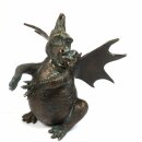 Gartendeko Figur: Bronzefigur Garten,  Wasserspeier Drachen Drusilla,   klein,   21 cm hoch