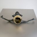 Gartendeko Figur: Bronzefigur Garten,  Froschkönig Dietmar, Wasserspeier/Brunnen, 51 cm breit