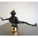 Gartendeko Figur: Bronzefigur Garten,  Froschkönig Dietmar, Wasserspeier/Brunnen, 51 cm breit