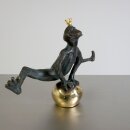 Gartendeko Figur: Bronzefigur Garten,  Froschkönig Dietmar, Wasserspeier/Brunnen, 51 cm breit