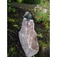Gartendeko Figur: Bronzefigur Garten, Eisvogel, Flügel geschlossen auf Granit, Vogel auf Stein ca 28 cm hoch  (Restposten)
