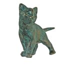 Gartendeko Figur: Bronzefigur Garten,  Junge Katze, stehend, 12 cm