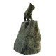 Gartendeko Figur: Bronzefigur Garten, Junge Katze aus Bronze, stehend auf Granit, 42 cm hoch, original Rottenecker Objekt