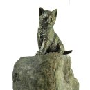Gartendeko Figur: Bronzefigur Garten,  Junge Katze auf...