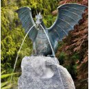 Gartendeko: Bronzefigur Drachenvogel Terrador, Wasserspeier/Brunnen, 49 cm hoch