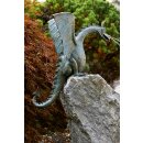 Gartendeko Figur: Bronzefigur Garten, Drachenvogel Saphira, Wasserspeier/Brunnen, Spannweite 80 cm