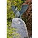 Gartendeko Figur: Bronzefigur Garten, Drachenvogel Saphira, Wasserspeier/Brunnen, Spannweite 80 cm