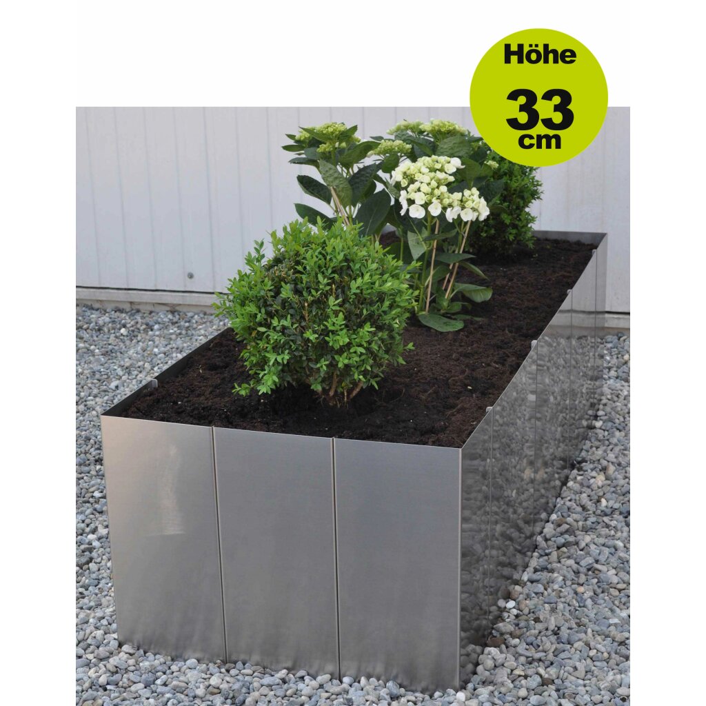 Hochbeet Metall: Edelstahlbeet "Square 160" H33 (160x60cm Höhe 33cm)  by YERD -- Made in Germany 	 
		 (Edelstahlbeet, Edelstahl Pflanztopf, Edelstahlraumteiler, YERD,  )  
	