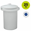 Fischer Sauerkraut-Topf: 25 Liter Gärfass für Sauerkraut / Choucroute, Kimchi, Sauerteig-Bottich, Gemüse Fermentations-Gefäß, ungefärbt weiß, reines lebensmittelechtes PE, mit hermetischem Wasserrand (Gärglocke), 25l entsprechen ca. 15kg frischem Kraut