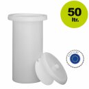 Fischer Sauerkraut-Topf: 50 Liter Gärfass für Sauerkraut / Choucroute, Sauerteig-Bottich, Kimchi Gemüse Fermentations-Fass, ungefärbt weiß, reines lebensmittelechtes PE, mit hermetischem Wasserrand (Gärglocke), 50l entsprechen ca. 30kg frischem Kraut