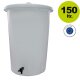 Fischer Sauerkraut-Topf: 150 Liter Gärtopf / Sauerkraut-Fass / Sauerteig-Bottich / Kimchi Gemüse Fermenations-Fass, ungefärbt weiß  lebensmittelecht mit Auslaufhahn, mit hermetischem Wasserrand (Gärglocke), 120l entsprechen  ca. 90-100kg frischem Kraut